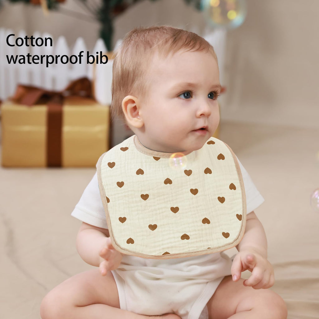 PurlHaven Baby Bandana Bibs, 10 Pack Waterproof Toddler Bib,Soft Cotton Absorbent Baby Bibs for Eating,Drooling,Teething (U-10pcs-waterproof)