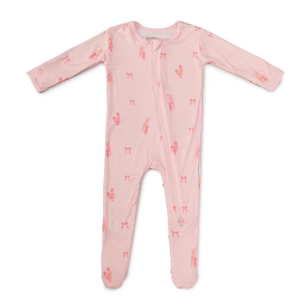 Bamboo Little Soft Baby Footie Pajamas, Baby Clothes, Newborn Sleepers, 95% Viscose and 5% Spandex, Ballerina, 0-3 Months
