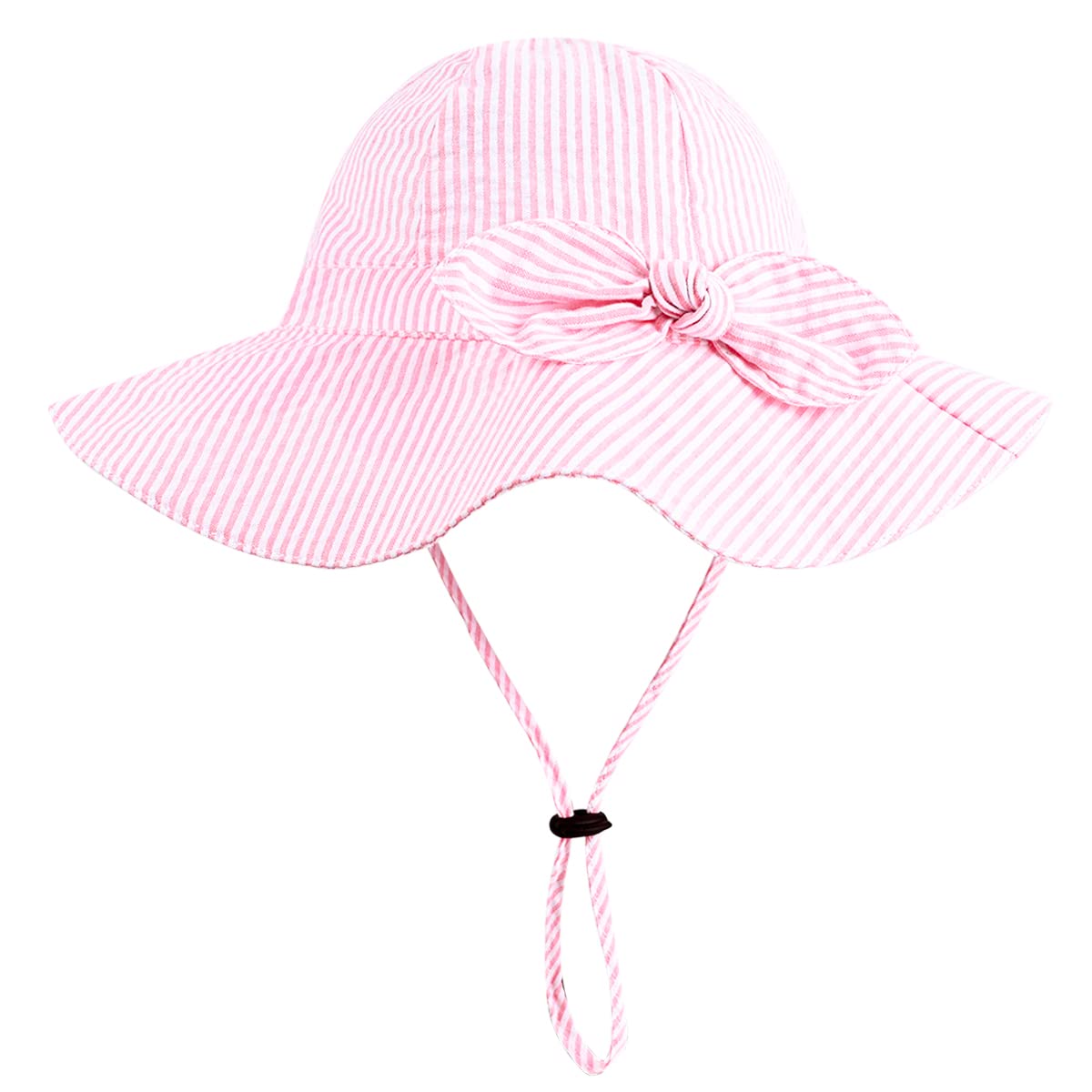 Baby Girl Sun Hat with UPF 50+ Outdoor Adjustable Beach Hat with Wide Brim Bucket Hats (0-6 Months)