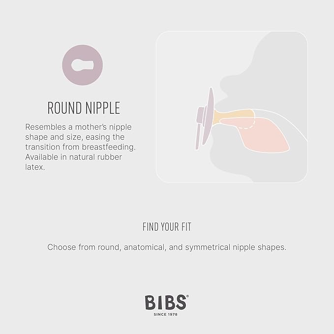 BIBS Pacifiers Colour Collection | Natural Rubber Baby Pacifier | Set of 2 BPA-Free Soothers | Made in Denmark | 18+ Months (Pack of 2) | Cloud/Black