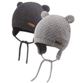 XIAOHAWANG Baby Hat Cute Bear Toddler Earflap Beanie Warm for Fall Winter (A-Set Grey 2 +Grey, 6-12 Months)