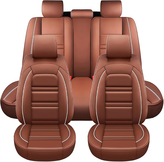 Seat Covers for kia Optima 2003-2020 | 5-Seats Leather Seat Covers, Easy to Install Automotive Seat Covers Full Set (Full Set, Coffee)