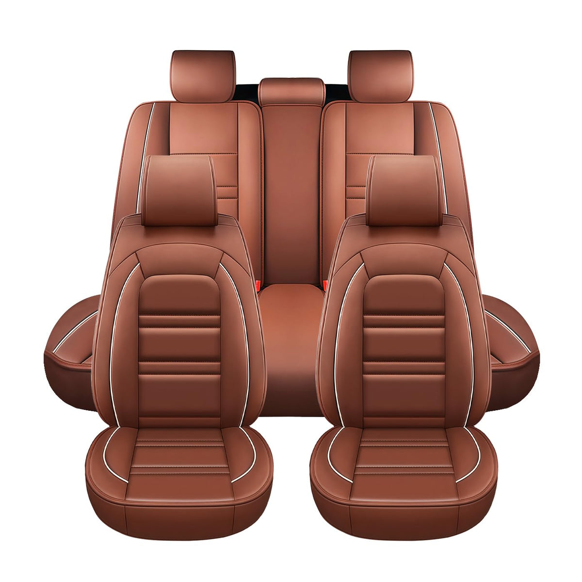 PACKMACH Seat Covers for Infiniti Qx80 2014-2025 | 5-Seats Leather Seat Covers, Easy to Install Automotive Seat Covers Full Set (Full Set, Black&White Line)