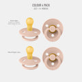 BIBS Colour Pacifier, 0-6 Months, 4-Pack, Round Nipple, Blush