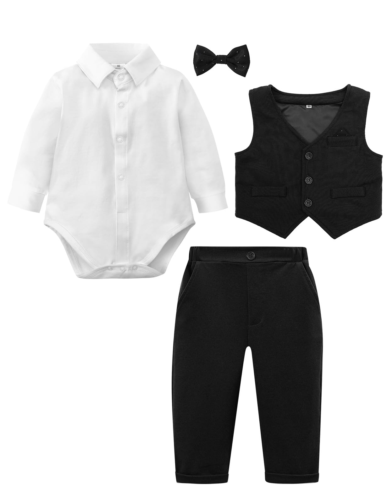 Baby Tuxedo Boys Infant Suits Formal Dress Easter Outfit 9-12 Months Black