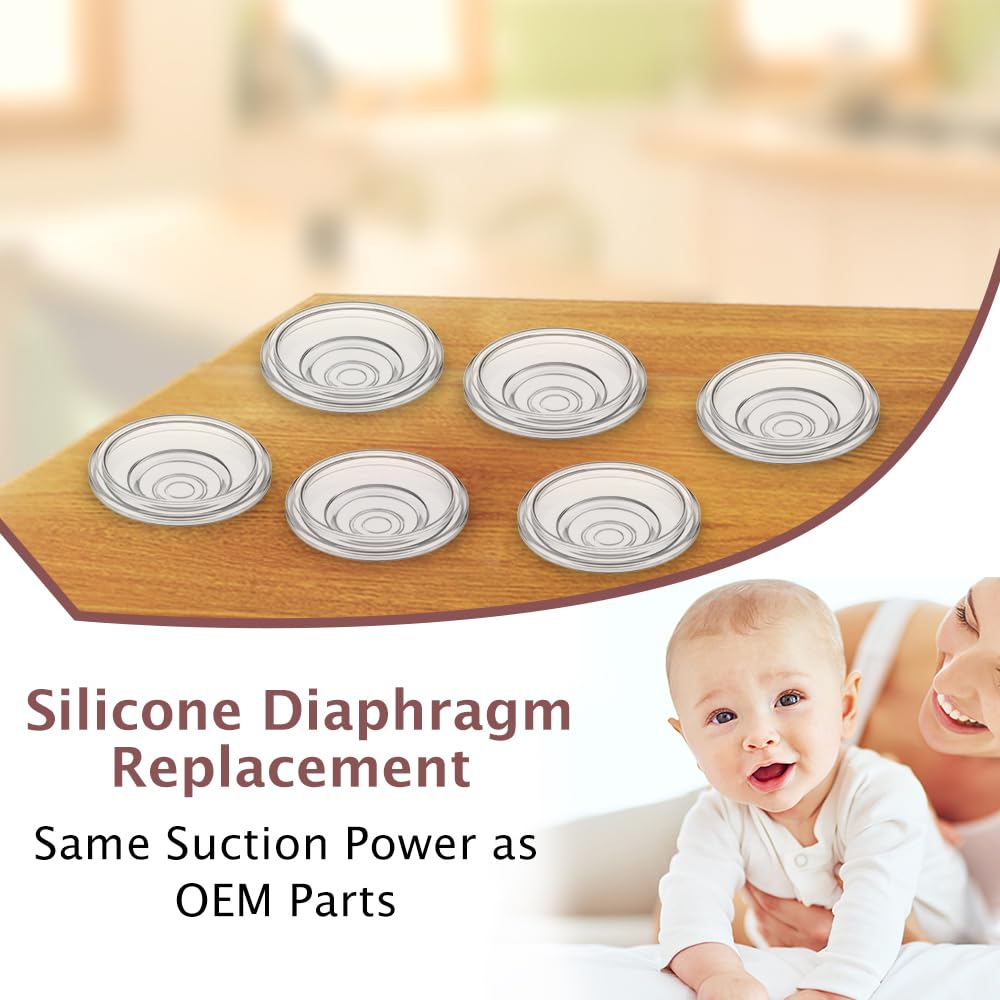 6pcs Silicone Diaphragm Compatible with Momcozy S12 Pro/S9 Pro/TSRETE S12/Kmaier S12 Wearable Breast Pumps Accessories,S12 pro/S9 pro/S12 Breast Pump Replacement Parts