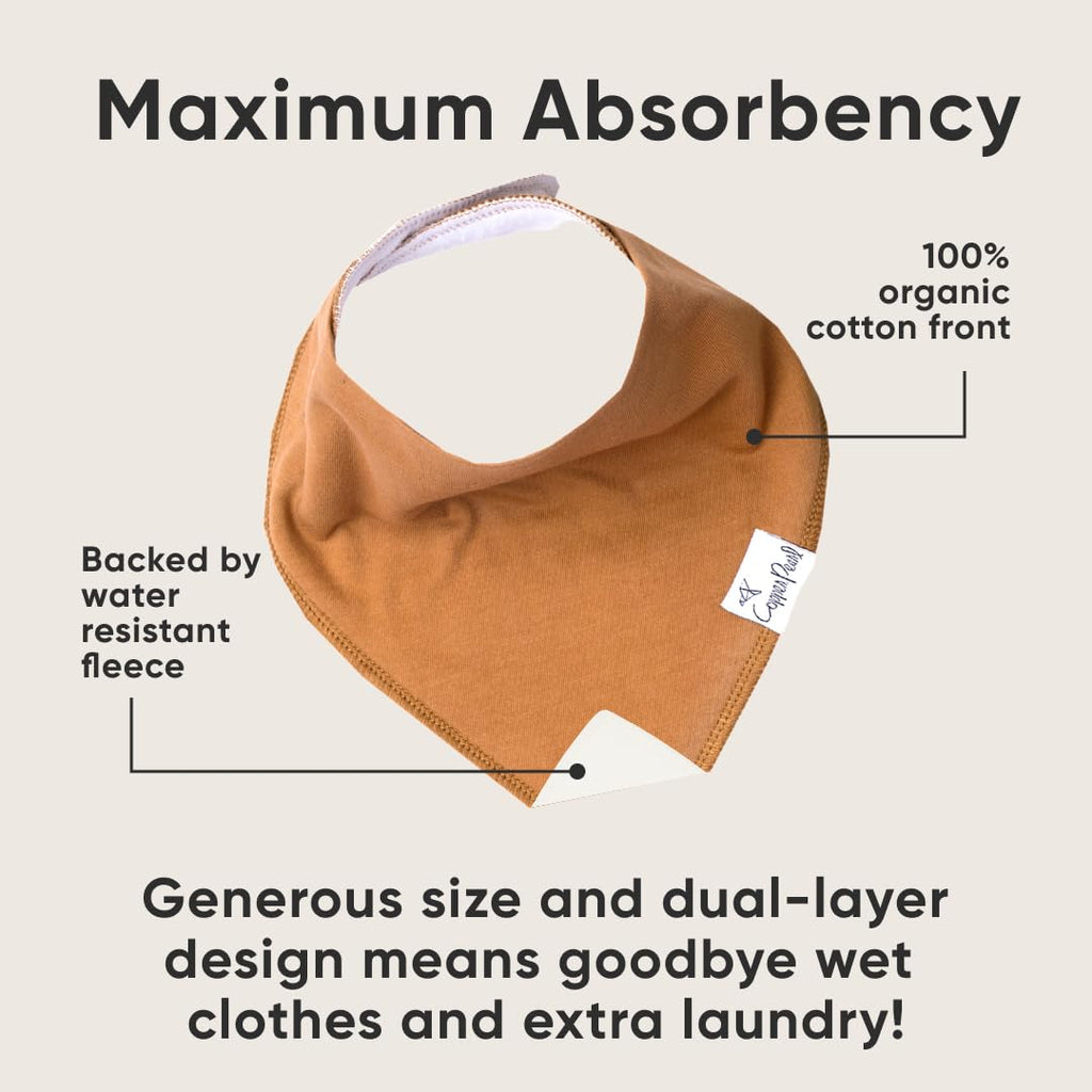 Copper Pearl Baby Bibs for Baby Boy or Girl – Bandana Drool Bibs for Teething, Absorbent Bibs for Eating, Newborn to Toddler, 4 Pack, Ridge
