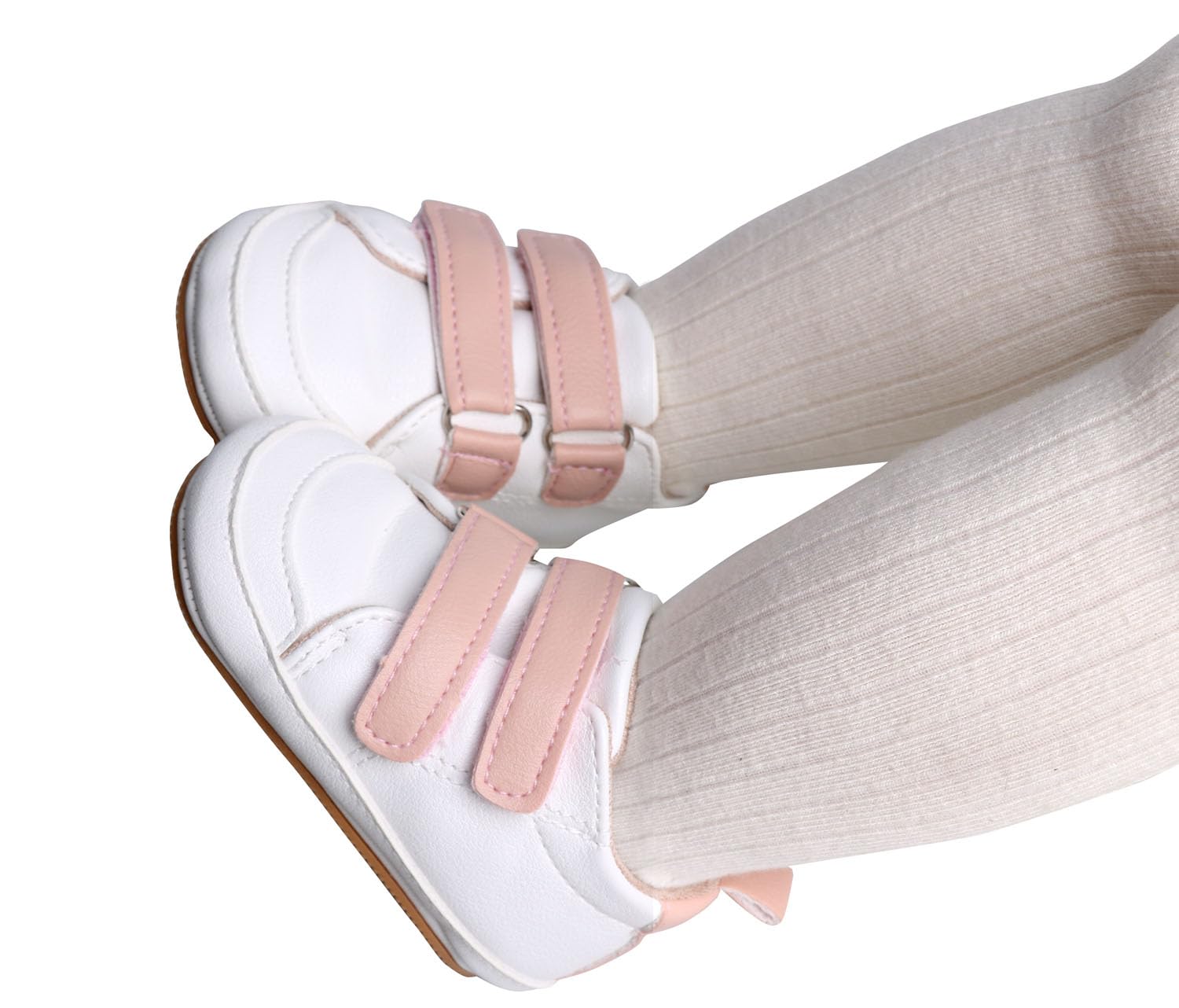 LONSOEN Baby Boys Girls First Walking Shoes Infant Outdoor Sneakers,BAY243 White/Pink 12-18 Months