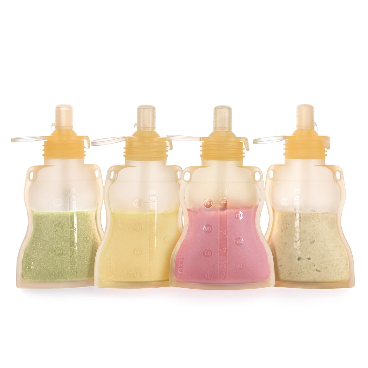 haakaa Refillable Silicone Baby Food Pouch, 4oz, 4PK, Lavender