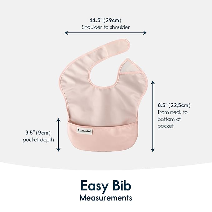 Tiny Twinkle Mess Proof Baby Bibs for Eating – Waterproof, Wipeable Toddler Bibs with Pocket – Baby Food Bibs for Girls & Boys(3 Pack,Blush, Burgundy)