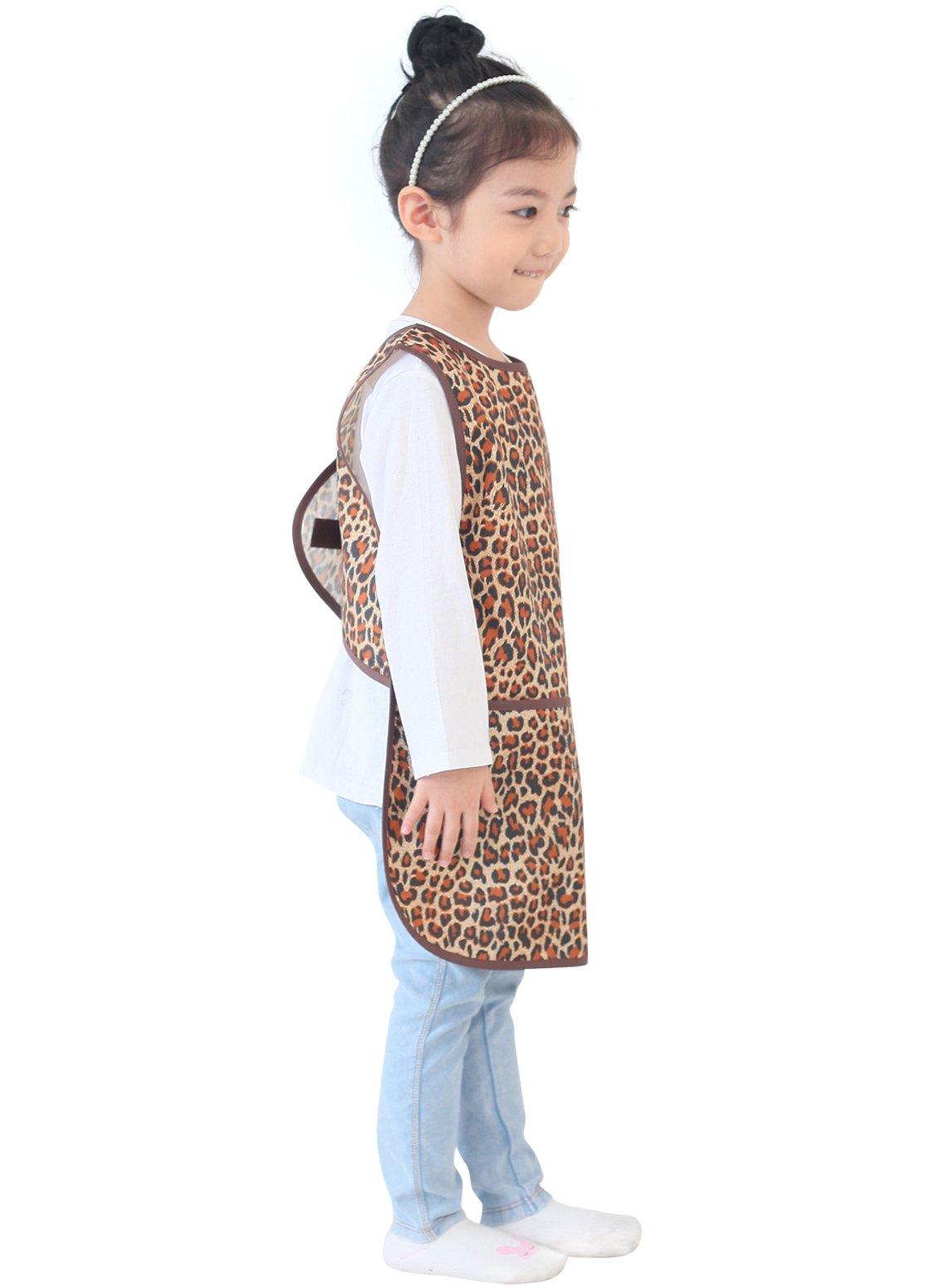 Plie Kids Painting Apron – Waterproof Art Smock for Toddlers & Preschoolers, Messy Play, Baking, Crafts, Cooking, Sensory Activities, Mealtime (Ages 1–10), Brown Animal (31-L)