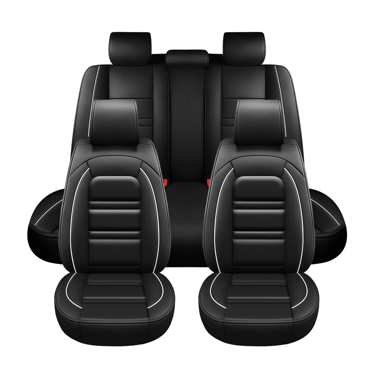 PACKMACH Seat Covers for Honda Cr-V 2003-2025 | 5-Seats Leather Seat Covers, Easy to Install Automotive Seat Covers Full Set (Full Set, Black)
