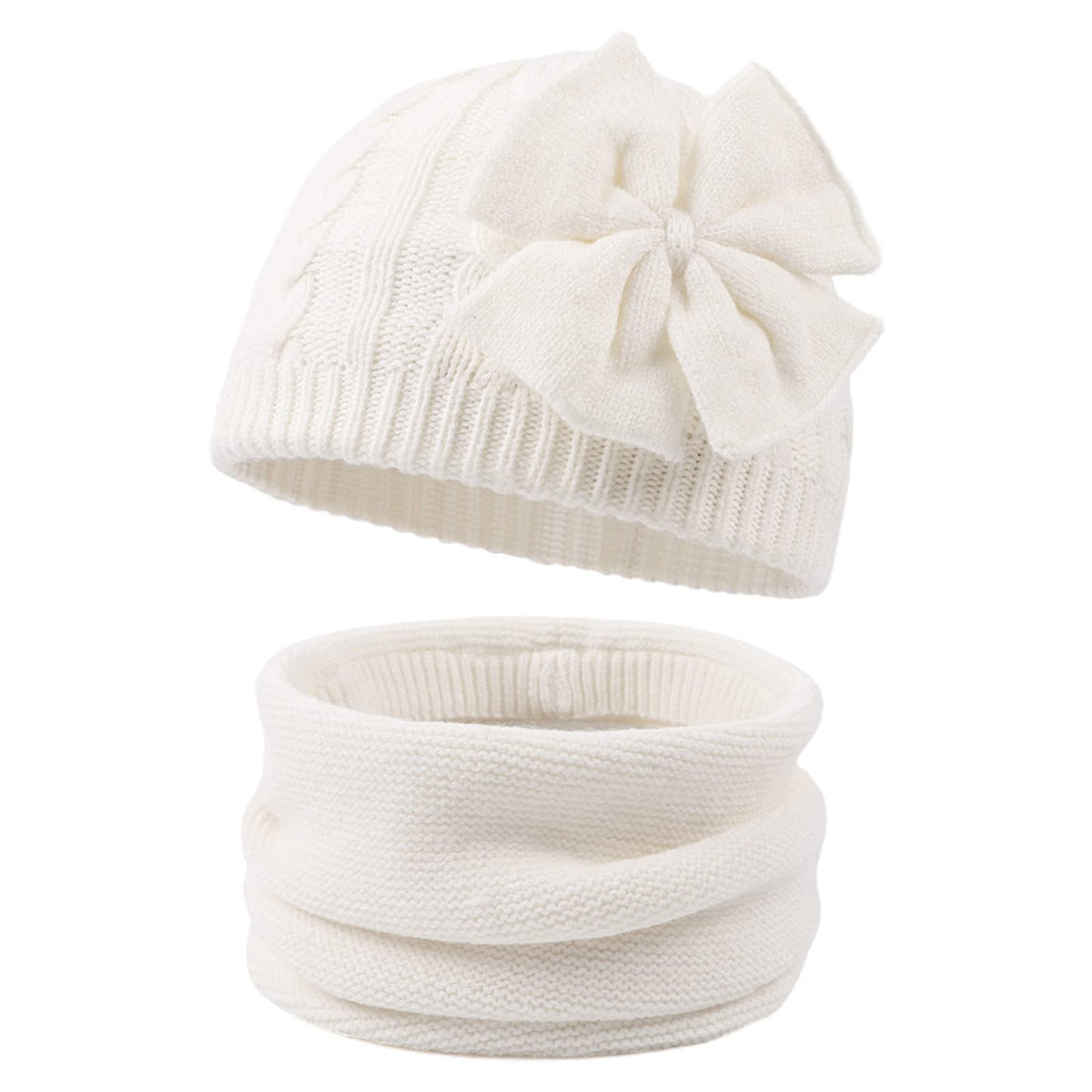 JANGANNSA Winter Warm Knitted Baby Hat for Girls Cotton Lined Infant Toddler Hat Autumn Cute Bow Classic Girls Beanie 0-6Y (Black+Gray+Caramel,S)