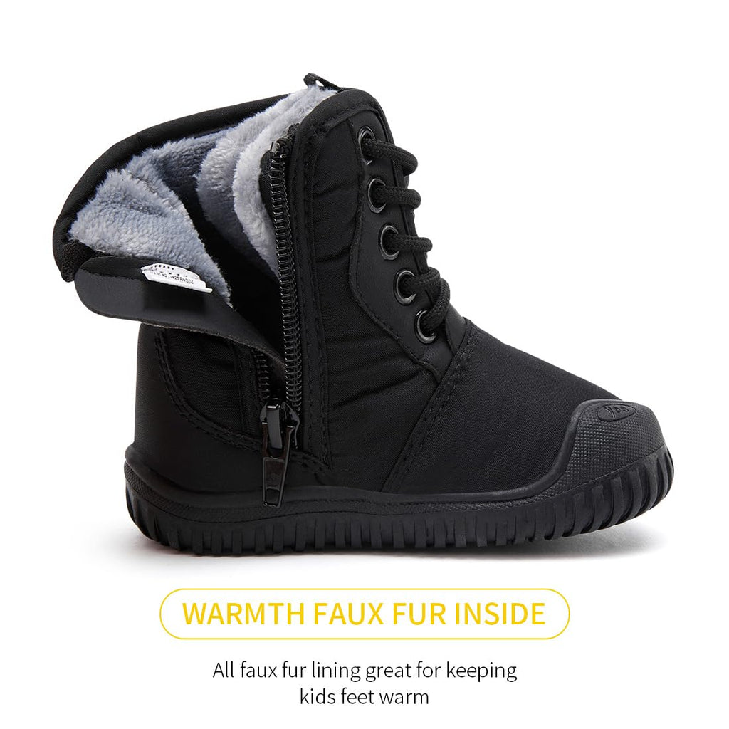 BMCiTYBM Baby Snow Winter Boots Boys Girls Shoes Warm Zipper Non Slip First Walking Infant 6 9 12 18 24 Months Black Size 12-18 Months Toddler