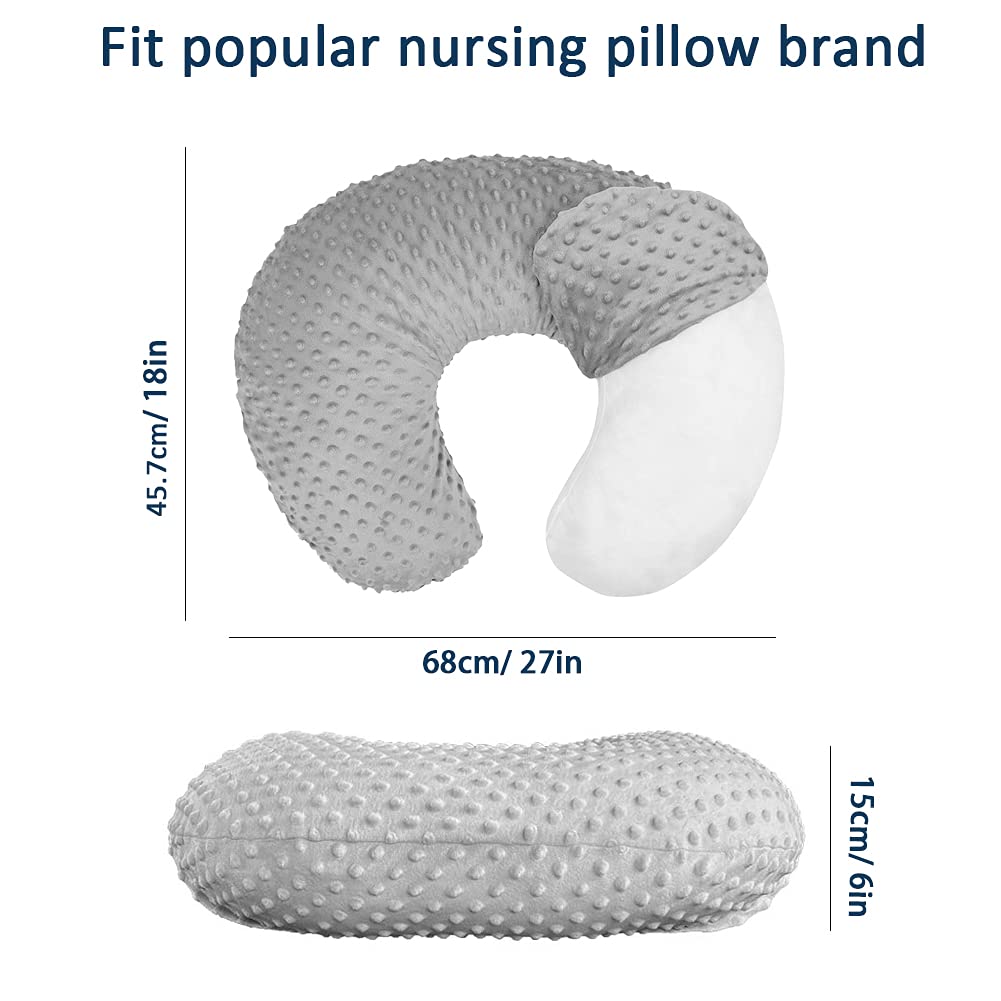 iEvolve Minky Nursing Pillow Cover Breast Feeding Pillow Cover Slipcover U Shape for Baby Boy Girl,Cover Only(White&Pink 2Pack)