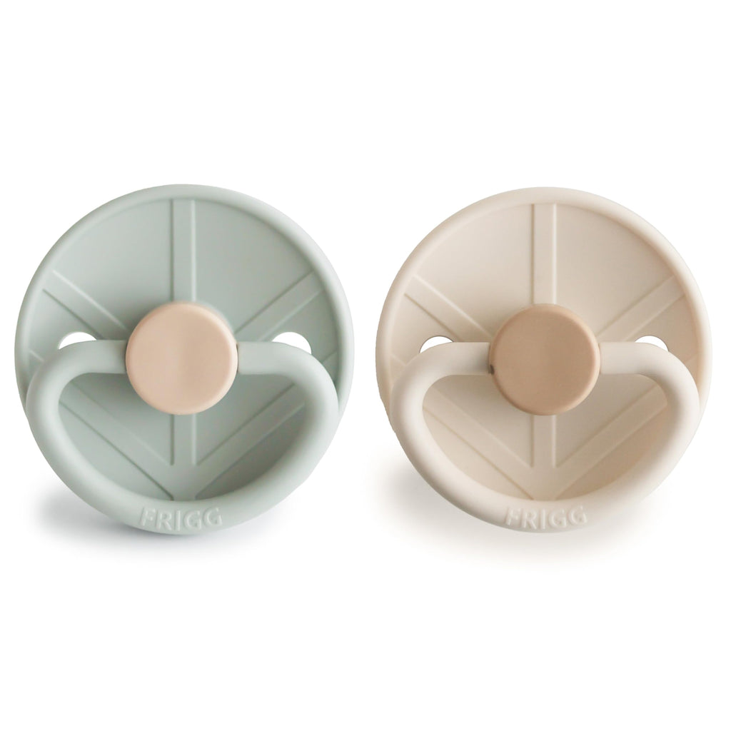 FRIGG Little Viking SilkySoft Silicone Baby Pacifier 2-Pack | Made in Denmark | BPA-Free (Sage/Cream, 0-6 Months)