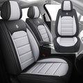 LEYPOCO Leather Seat Cover for Ford Edge 2010-2026,Waterproof Soft Seat Covers,Interior Accessories Seat Covers Cushion Vehicle Protector Airbag Compatible(Black&Gray,2PCS Front)