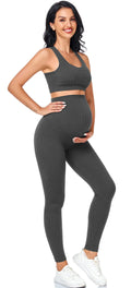 Lataly Women's Maternity 2 Piece Outfit Set - Bra & Shorts for Pregnancy - Yoga workout Lounge Wear Sets
