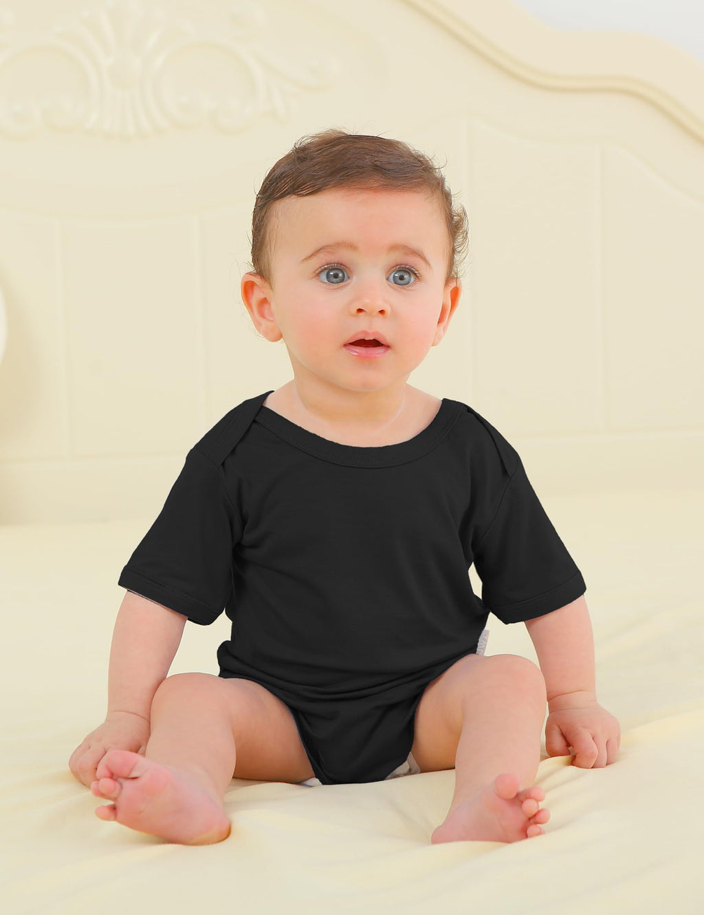 Jimonda Baby Bamboo Viscose Bodysuit Boy/Girl 2Pcs Rompers,Black&White 3M
