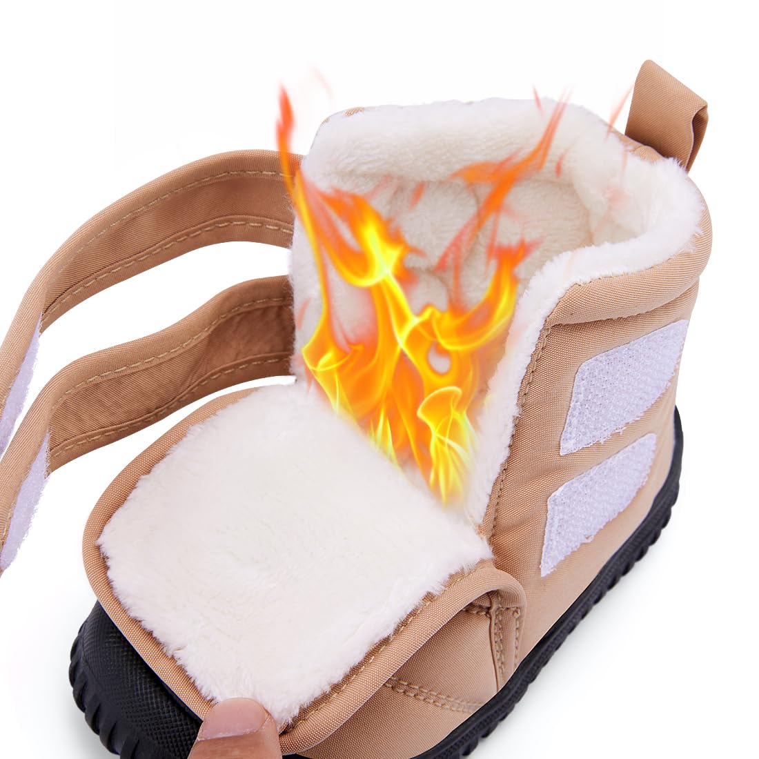 BMCiTYBM Baby Snow Boots Boys Girls Winter Infant Shoes Non Slip 6 9 12 18 24 Months Faux Fur Camel Size 6-12 Months Infant