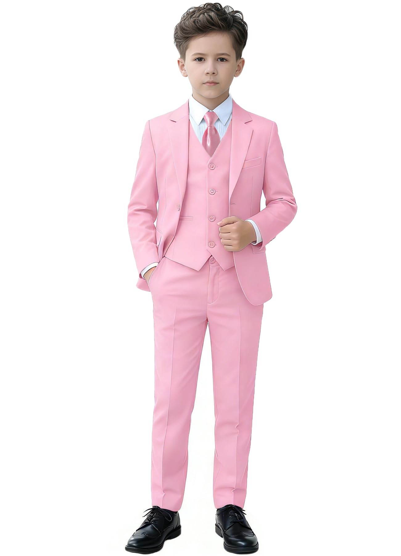 YuanLu Toddler Tuxedo 4T Suit for Boys Light Pink Easter Kids Formal Outfit