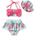 Toddler Baby Girls Swimsuit Floral Bikini Two Pieces Bathing Suit Swimwear Summer Beach Set Blue 12-18 Months