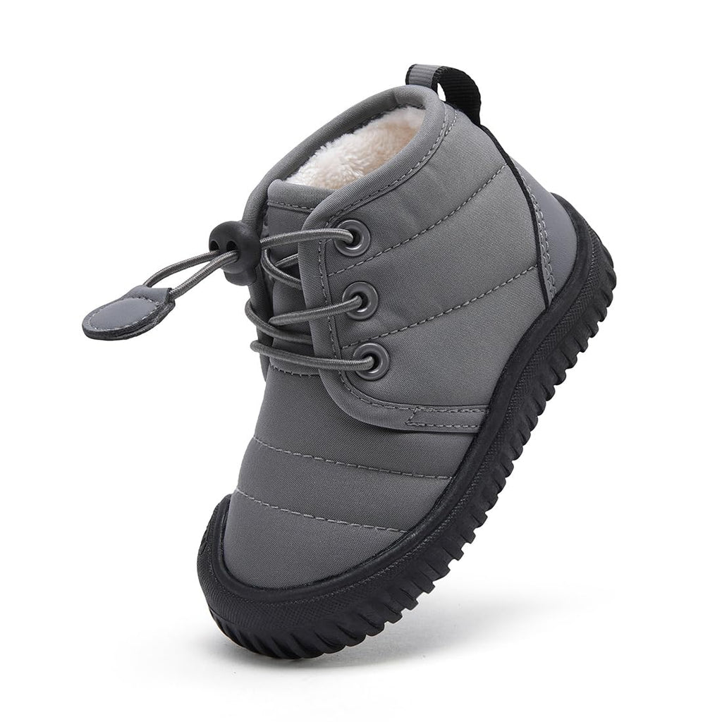 BMCiTYBM Baby Snow Winter Boots Boys Girls Shoes Non Slip First Walking Infant 6 9 12 18 24 Months Grey Size 12-18 Months Toddler