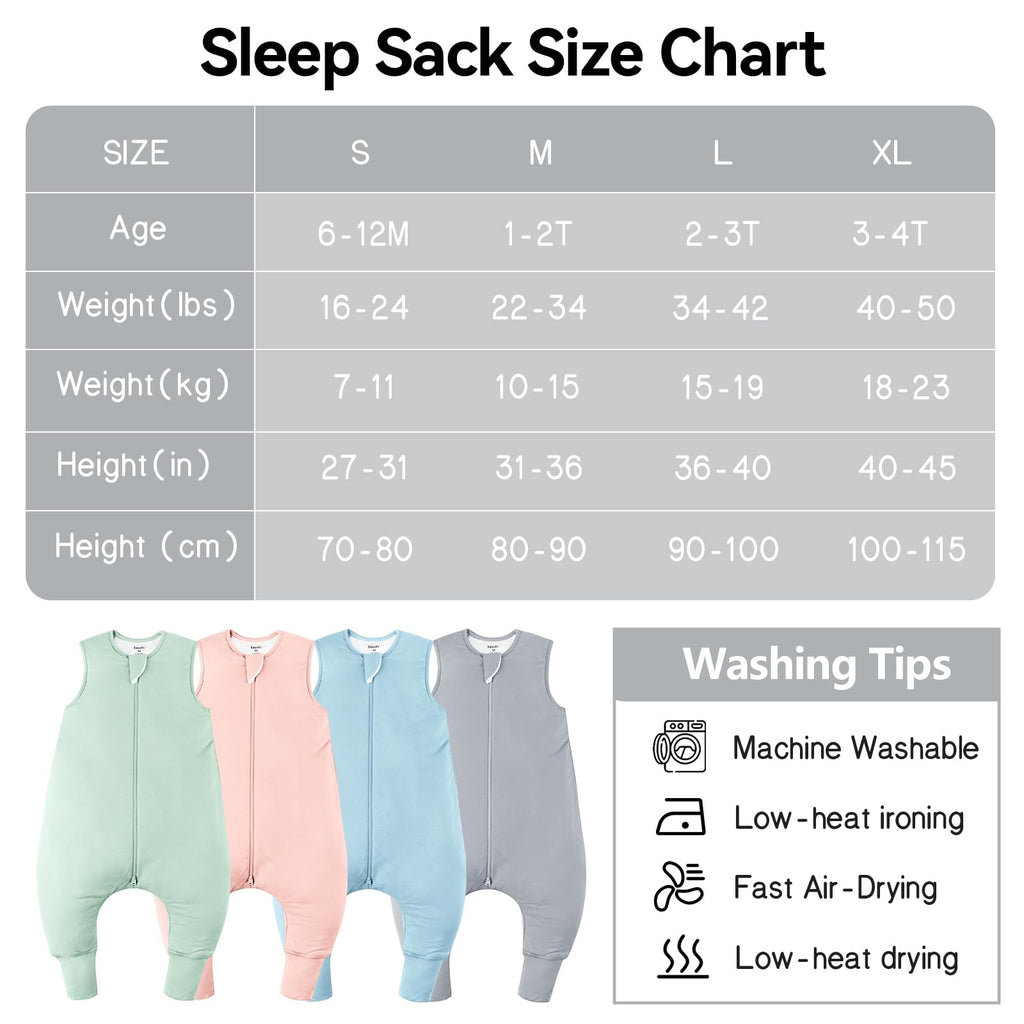 Rayon Made from Bamboo 0.5 TOG Summer Toddler Sleep Sack with Feet 3T-4T
