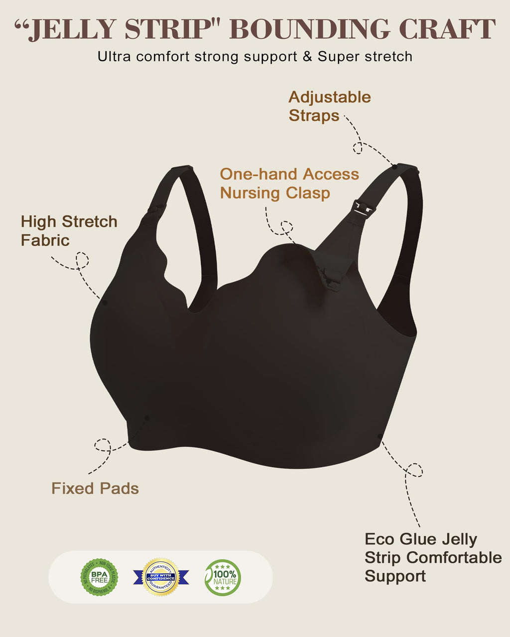As Fairy Wireless Seamless Pumping Bra Hands Free Nursing Bra Wirefree Comfort Wearable Breast Pump Bras (Black S Plus)
