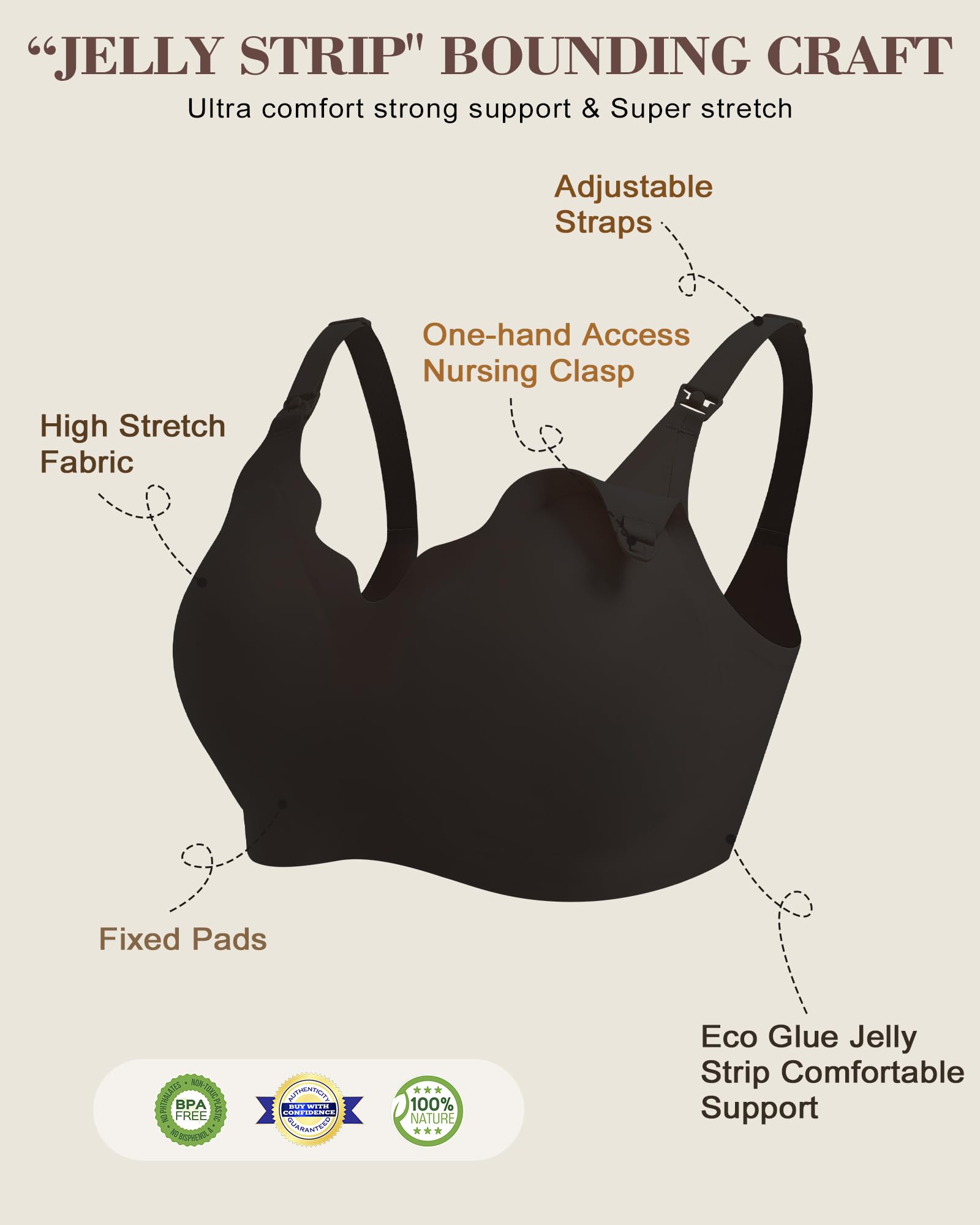 As Fairy Wireless Seamless Pumping Bra Hands Free Nursing Bra Wirefree Comfort Wearable Breast Pump Bras (Black S Plus)