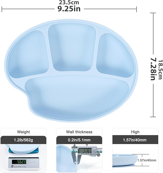 Li&Zhao Baby Bowls with Suction - Suction Plates for Toddlers Toddler Plate Baby Plate Divided Design Kids Plates Baby Suction Plate with Lids Microwave & Dishwasher