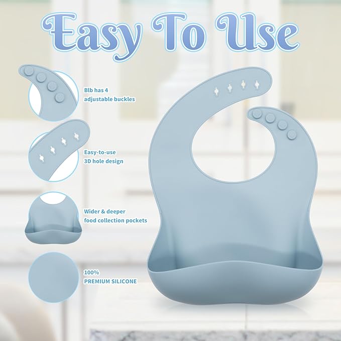 Silicone Baby Feeding Set 10 Pcs, Baby Led Weaning Supplies, Baby Feeding Supplies Set BPA Free, Baby Essentials for Newborn Gift Blue