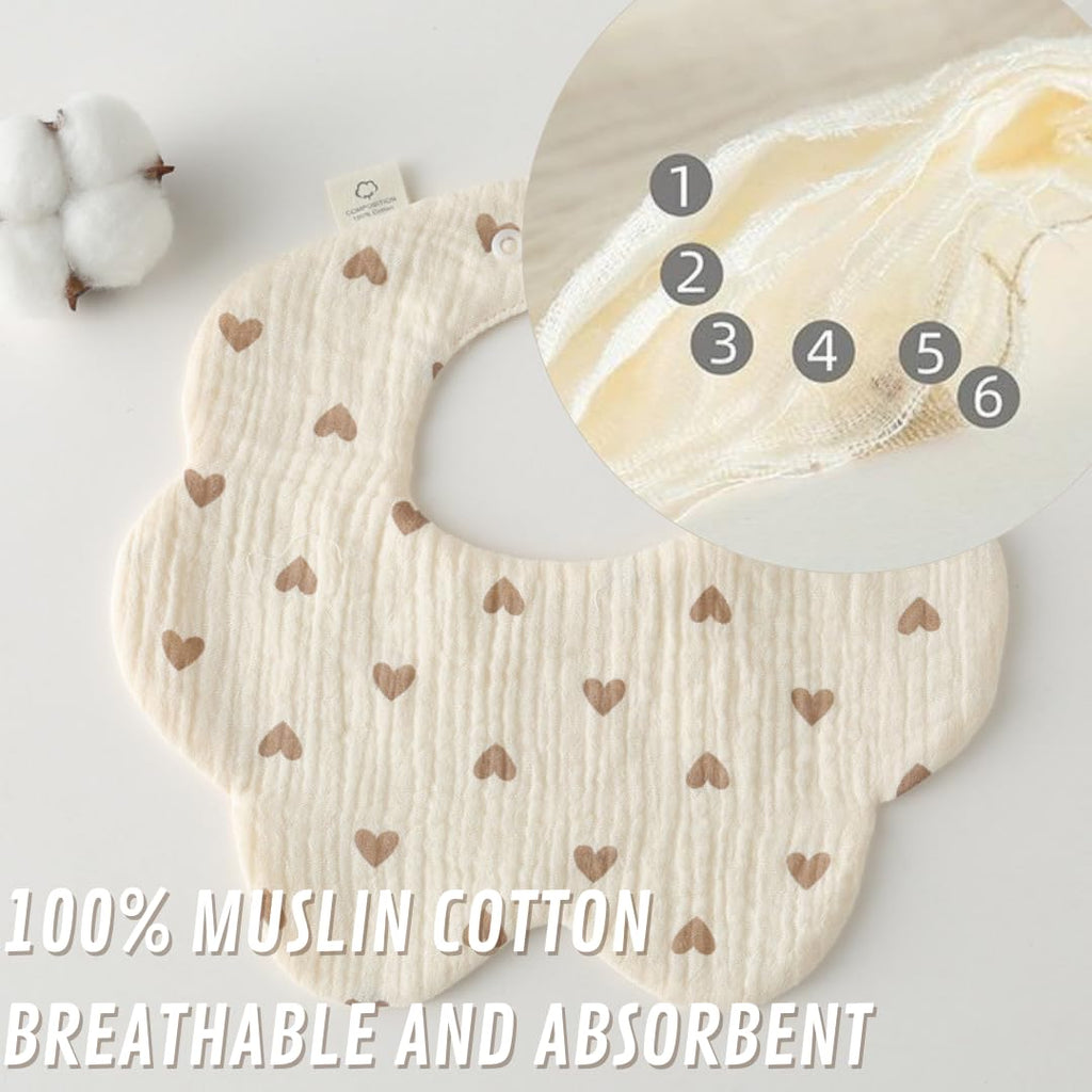 Canjolie 4 Pack Baby Bandana Bibs - Super Absorbent for Drooling & Teething - Soft, Flower Shape (0-24 Months)