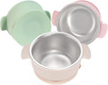 Bella’s Friends Stainless Steel and Silicone Baby Bowls with Suction 3 Pack, 4.3” for Toddlers Kids Feeding, Non-Slip, Non-Toxic, Mess-Free, Dishwasher Safe, Fit High Chair Size,beige green light pink