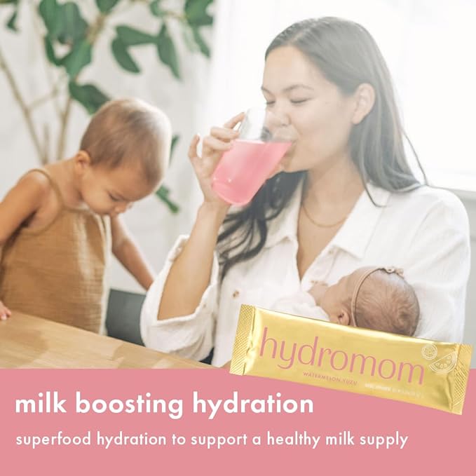 Boobie Hydromom Superfood Electrolyte Drink Mix, Watermelon Yuzu | Refreshing Energy & Hydration Boost for Mamas | On-The-Go & Travel Essentials for Pregnancy, Lactation, & Beyond, 15 Packets
