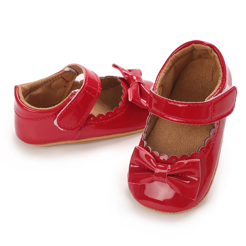 COSANKIM Baby Girls Mary Jane Flats Shoes Anti-Slip Rubber Sole Infant Toddler Princess Wedding Dress Shoes (6-12 Months Infant,08/Red)