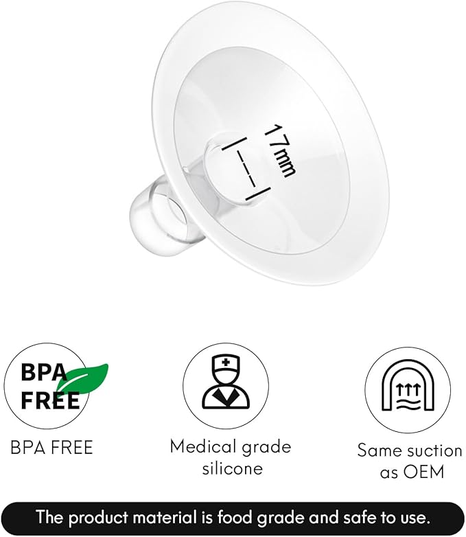 Replace Flanges 2-Pack of 17mm Breast Shields Compatible with Lansinoh, Medela, Spectra Breast Pumps, Pump Parts for Medela Breast Shields Personalfit Flex, Lansinoh Flange Accessories, Spectra Flange
