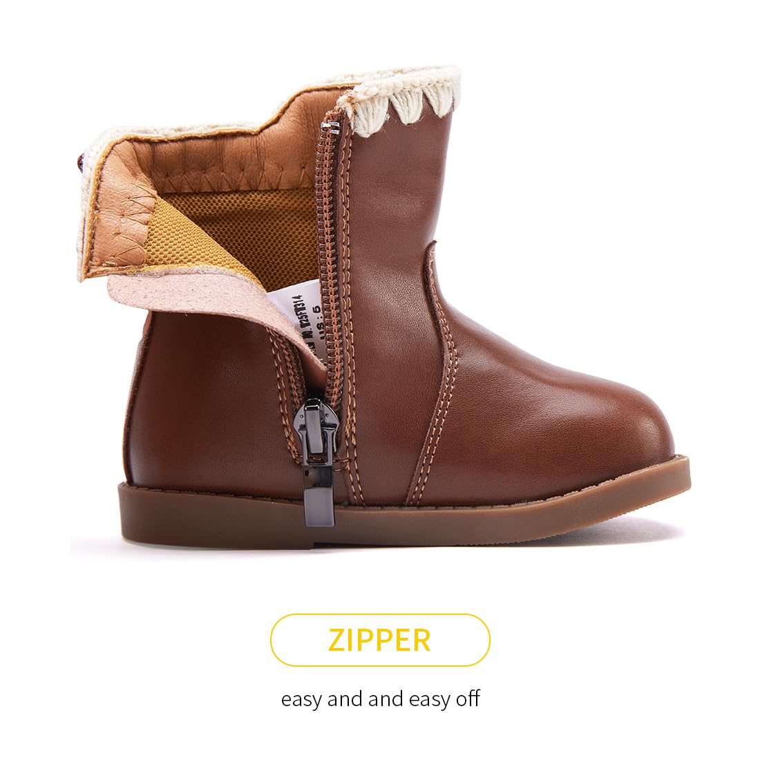 BMCiTYBM Baby Boys Girls Boots Infant Shoes First Walking Booties All Seasons for 6 9 12 15 18 24 Months Brown Size 6