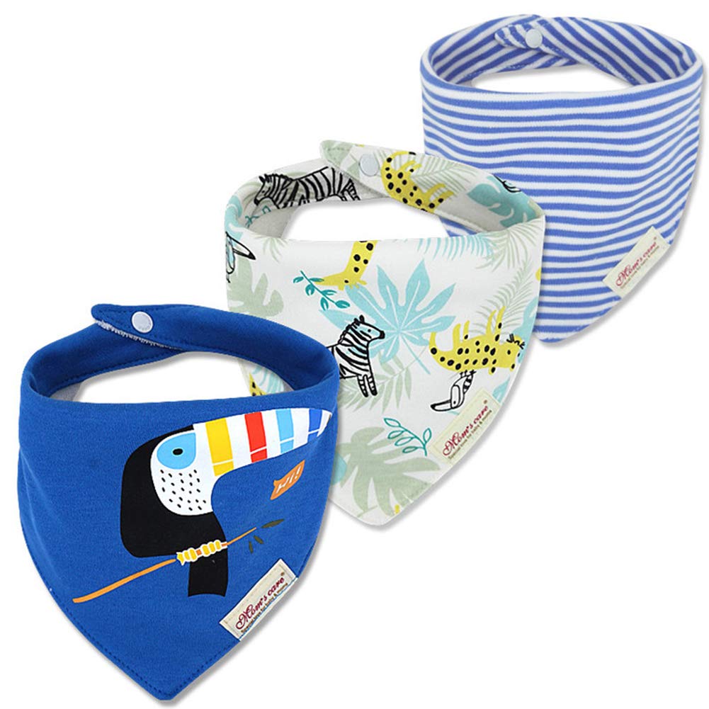 JN&LULU 3 Pack Newborn Baby Bibs Bandana Drool Bibs for Drooling Cotton Baby Gifts (Pink Rabbit)
