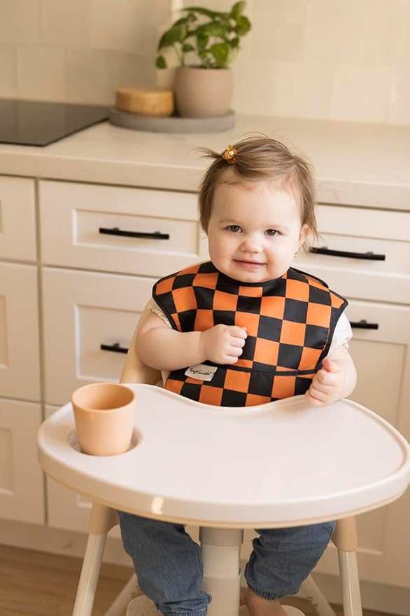 Tiny Twinkle Mess Proof Baby Bibs for Eating – Waterproof, Wipeable Toddler Bibs with Pocket – Baby Food Bibs for Girls & Boys(3 Pack,Halloween)