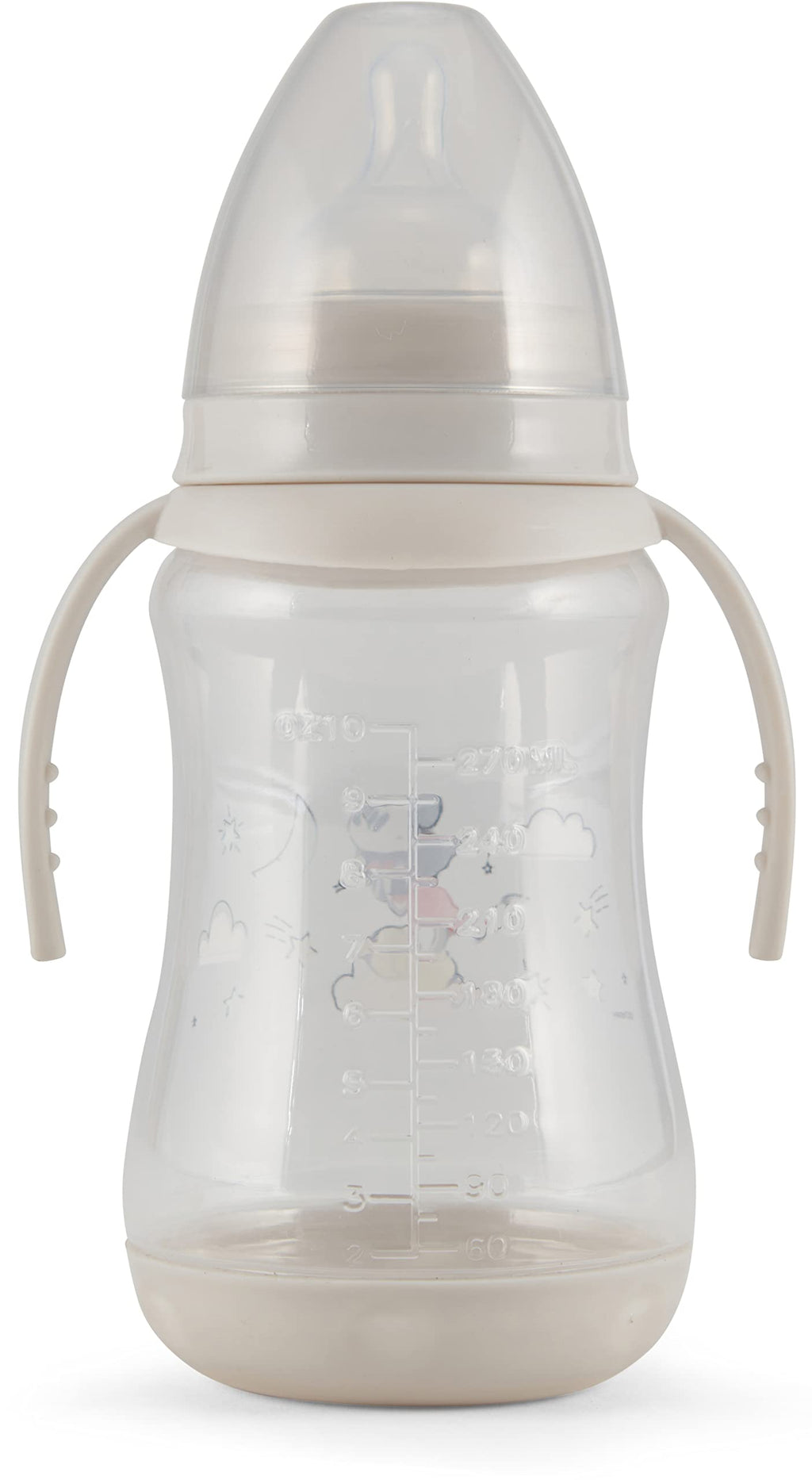Disney 2 Pack 10 Ounce Baby Bottles with Character Prints and Colored Covers with Double Handle - BPA Free and Easy to Clean