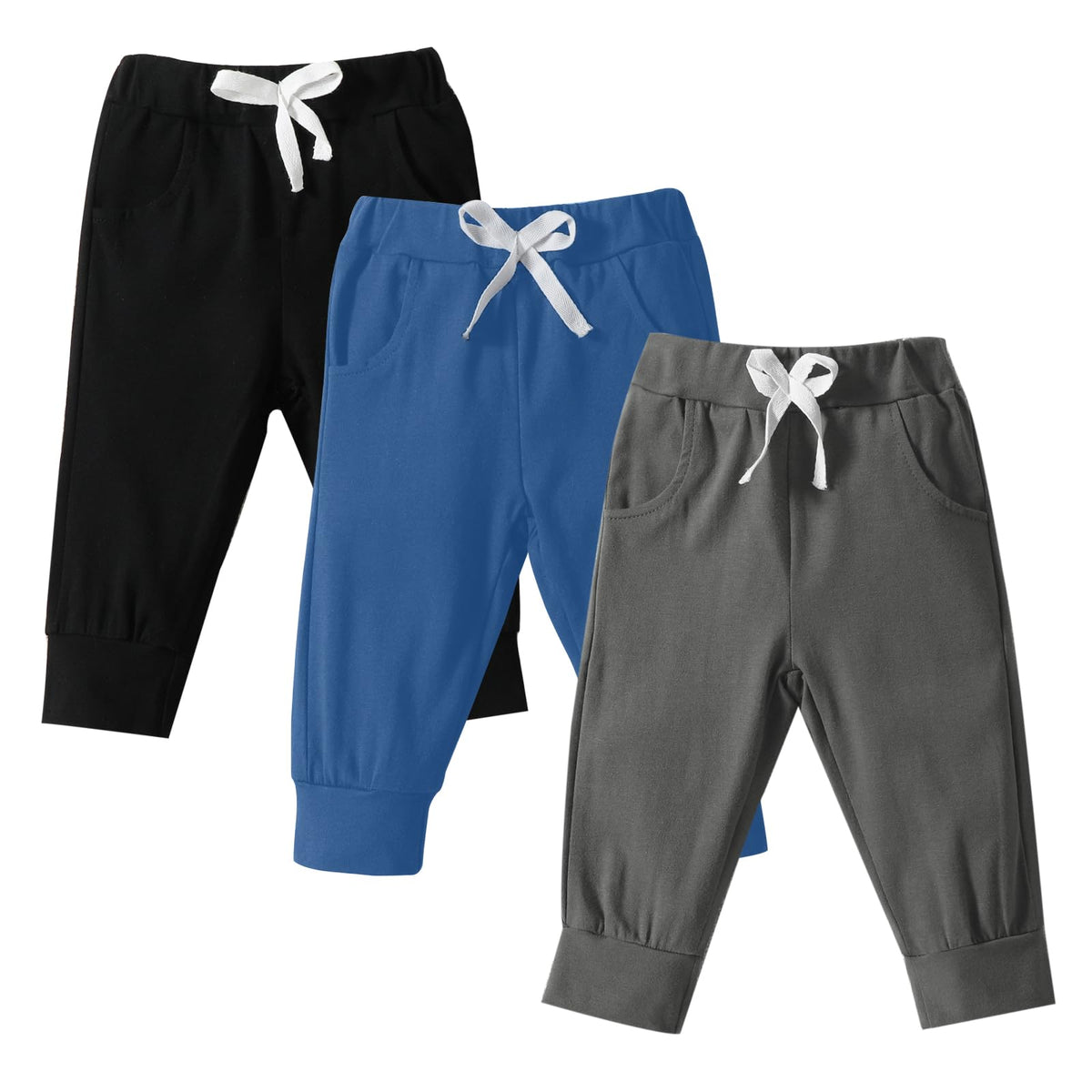 DREAM BUS Pack of 3 Toddler Jogger Pants with Pocket Toddler Boy Sweatpants Baby Boy Pants Infant Newborn Leggings