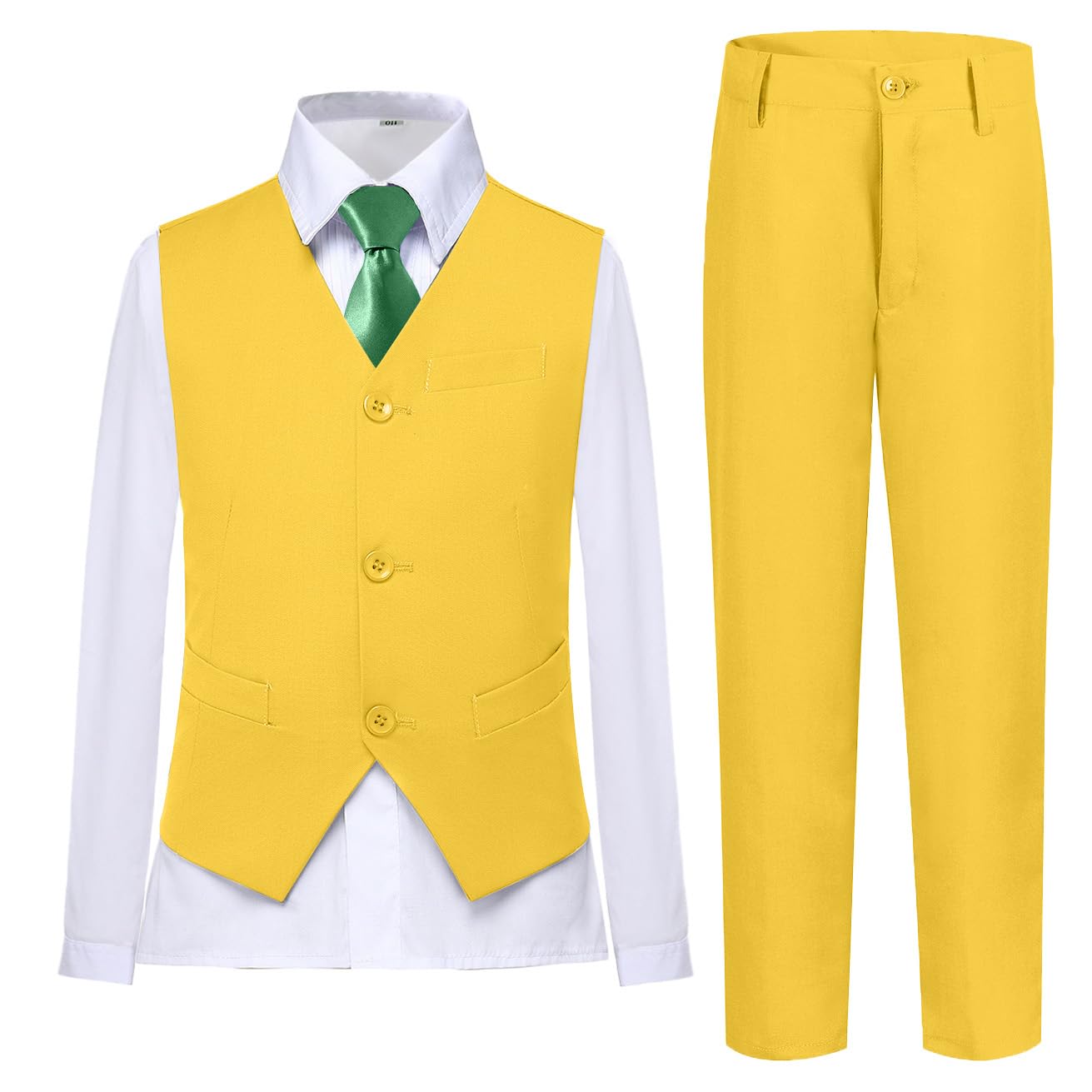 Lycody Boys Suit Vest Set Formal Dress Suits Wedding Outfit, Yellow, 3T