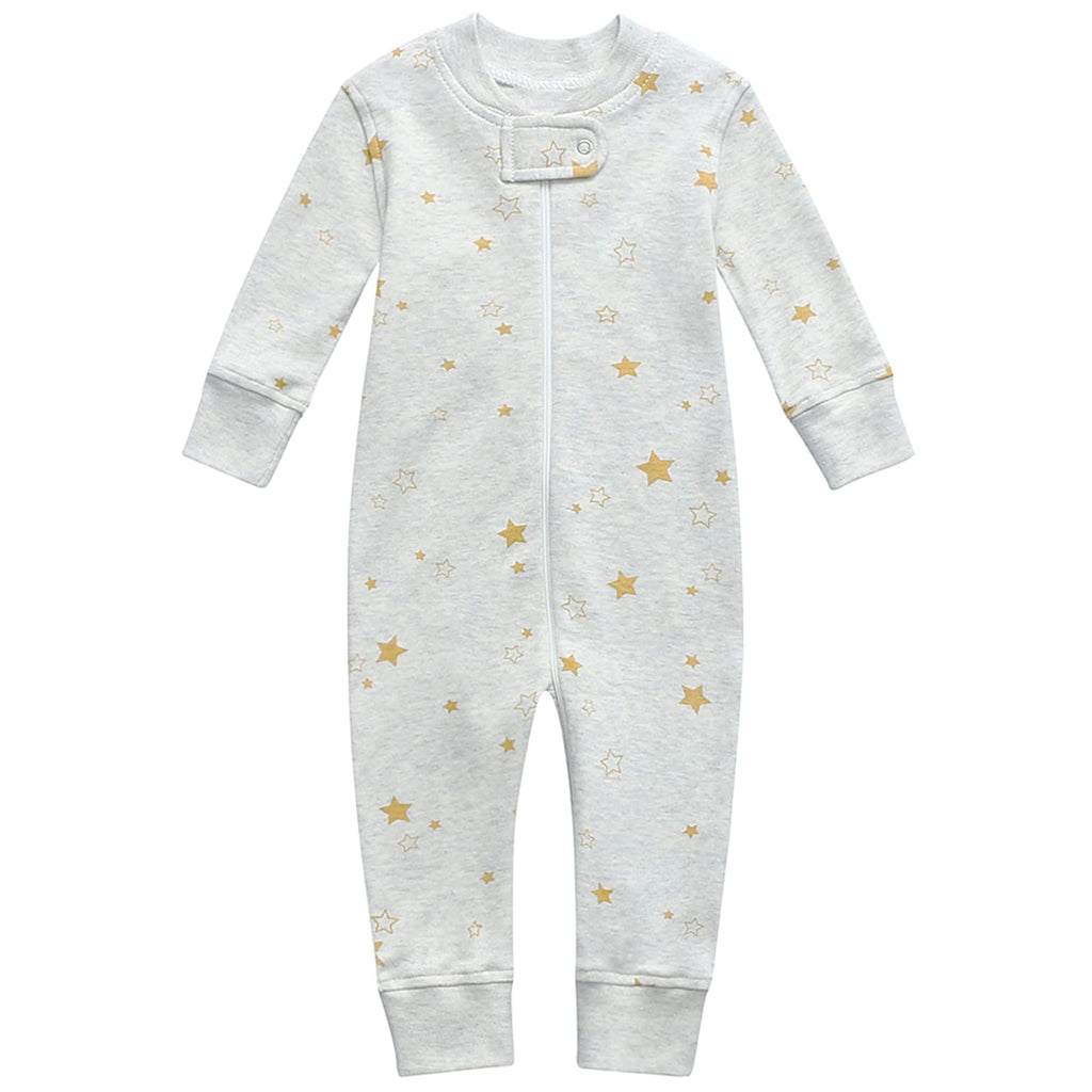 Owlivia Organic Cotton Baby Boy Girl Zip up Sleep N Play, Footless, Long Sleeve(12-18 Months, Crocodile & Golden Star)