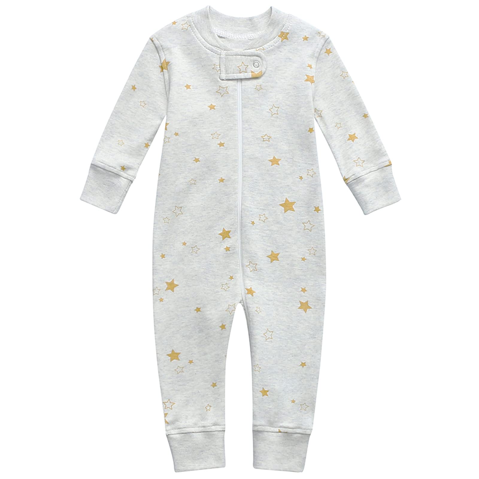 Owlivia Organic Cotton Baby Boy Girl Zip up Sleep N Play, Footless, Long Sleeve(12-18 Months, Crocodile & Golden Star)