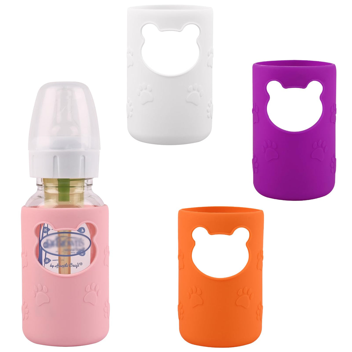 4 Pack Silicone Sleeves for Dr Brown's Glass Baby Bottles 8 oz