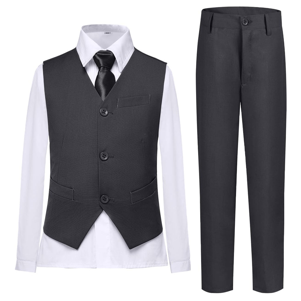 Boys Suit Vest Set Formal Dress Suits Wedding Outfit, Dark Gray, Size 18