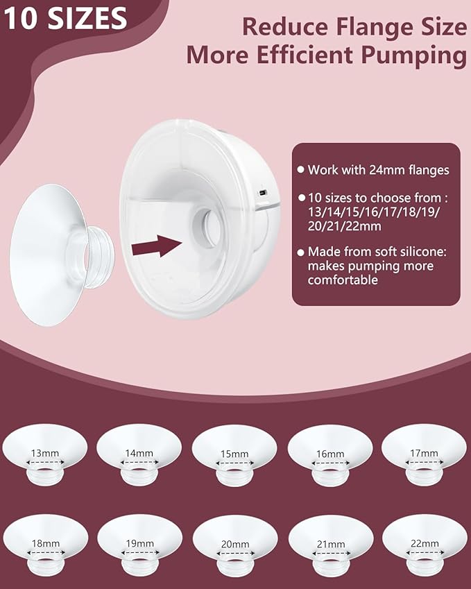 4PC Flange Insert 18mm Compatible with Momcozy M5/M6/M9/S12 Pro/V1 Pro/V1 Pro Breast Pump, Fit for Eufy/Elvie/Medela/Spectra/Lansinoh/NCVI/Lansinoh/TSRETE with 24mm Flange/Shield Breast Pump