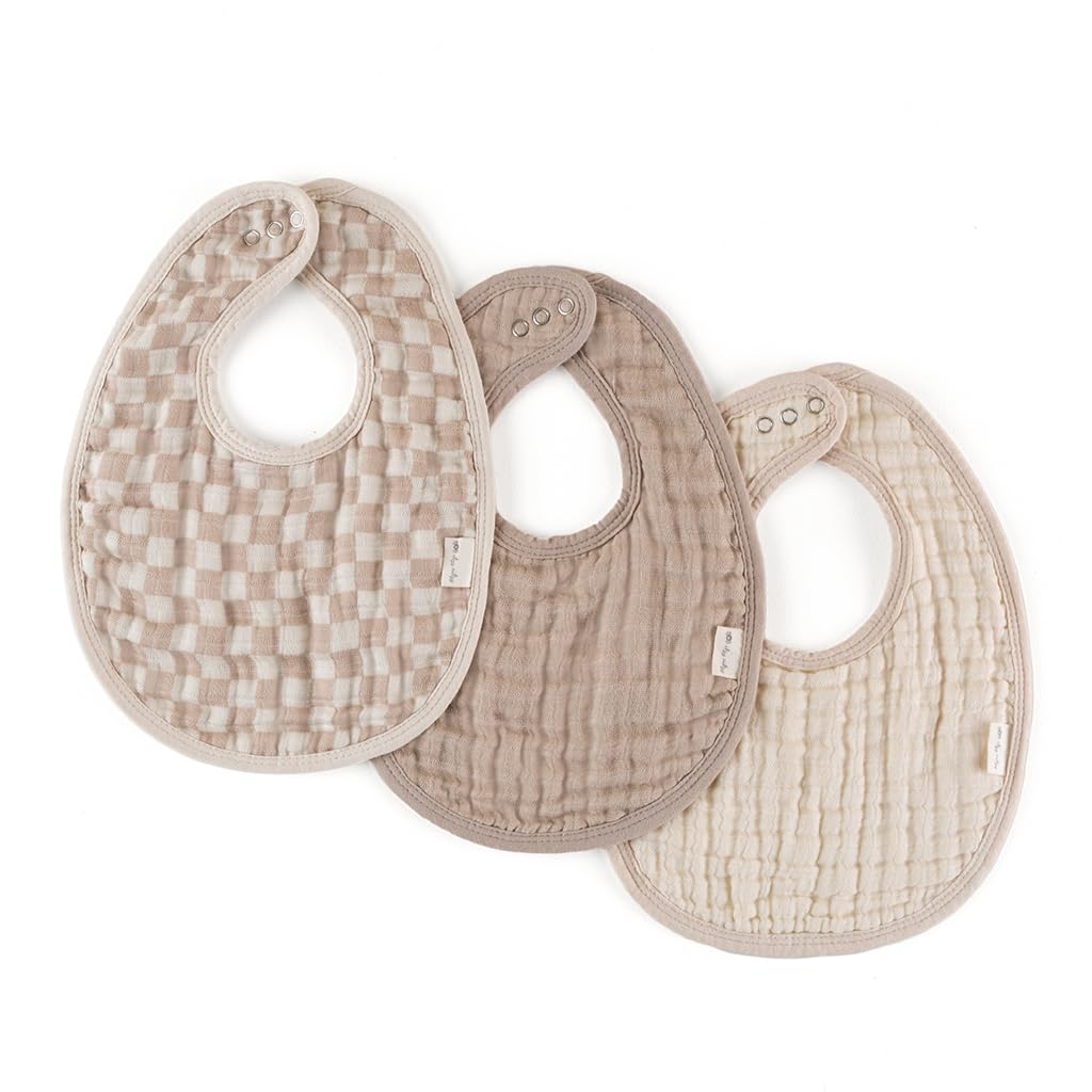 Itzy Ritzy Baby Bibs Set of 3, Ultra-Soft Cotton Muslin Bibs (Checkerboard)
