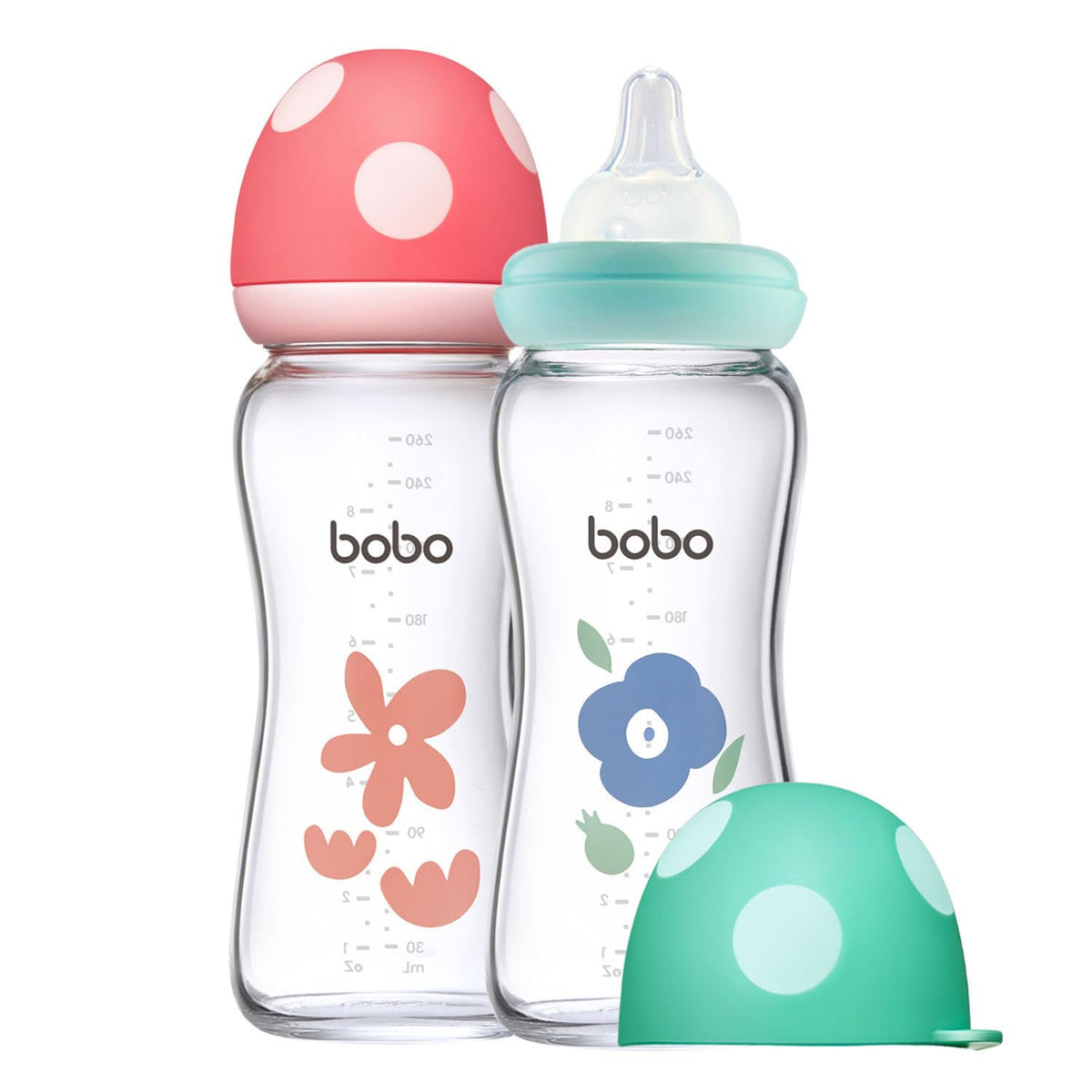YOHKOH Natural Glass Baby Bottles, 8.8oz Red-A 4‑Pack